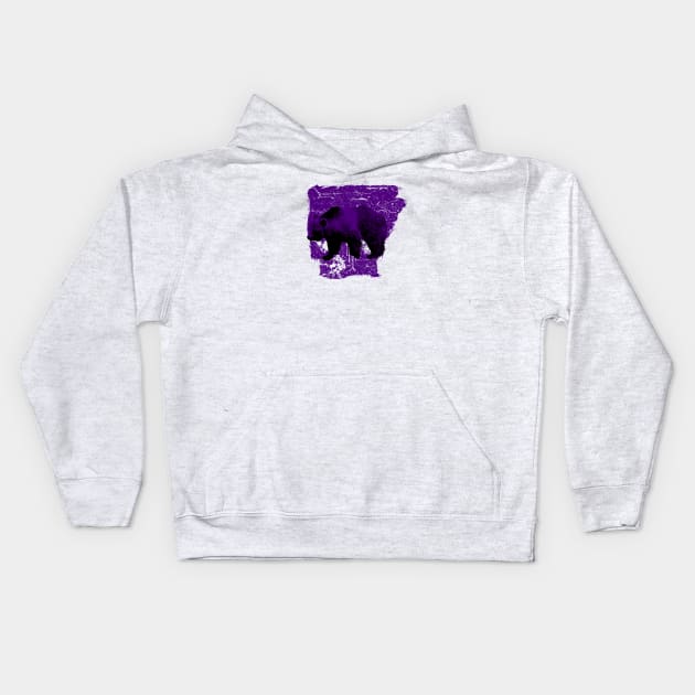 Messy Arkansas Purple Bear Kids Hoodie by rt-shirts